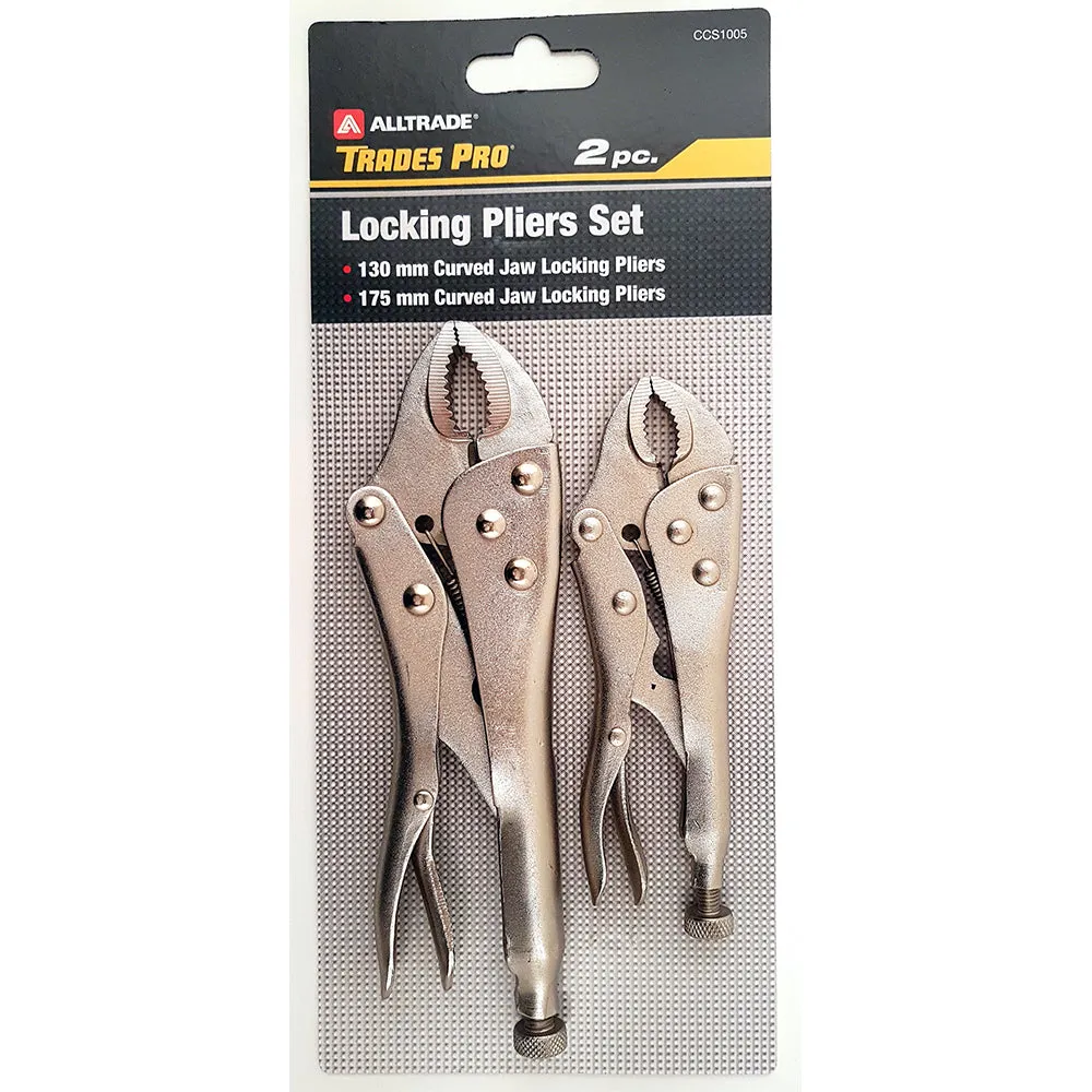Trades Pro 2pc Pack 130mm/5-1/4 & 175mm/7 Curved Jaw Locking Plier Set