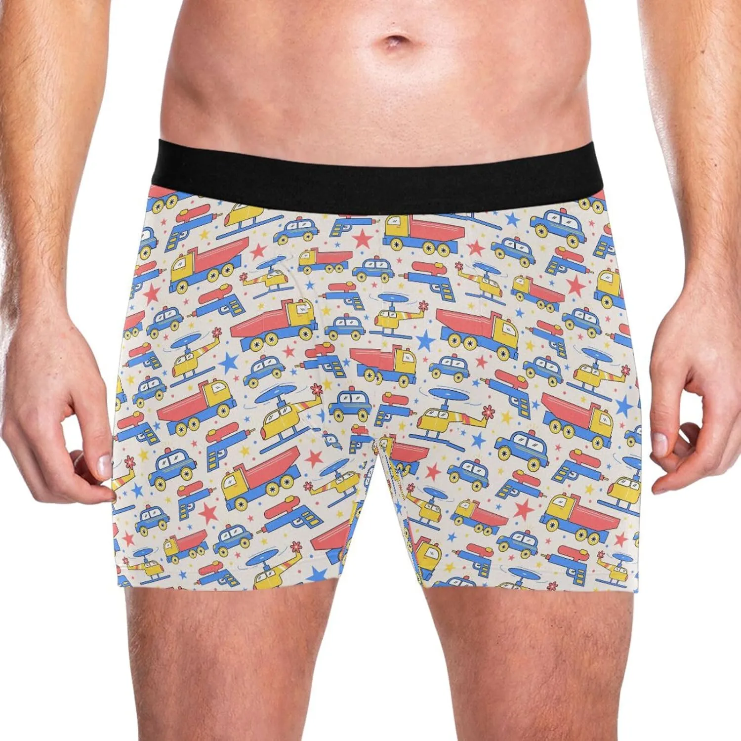 Trailer Airplane Mens Boxer Briefs Stretch Breathable Underwear Fly Front With Pouch S-XXL