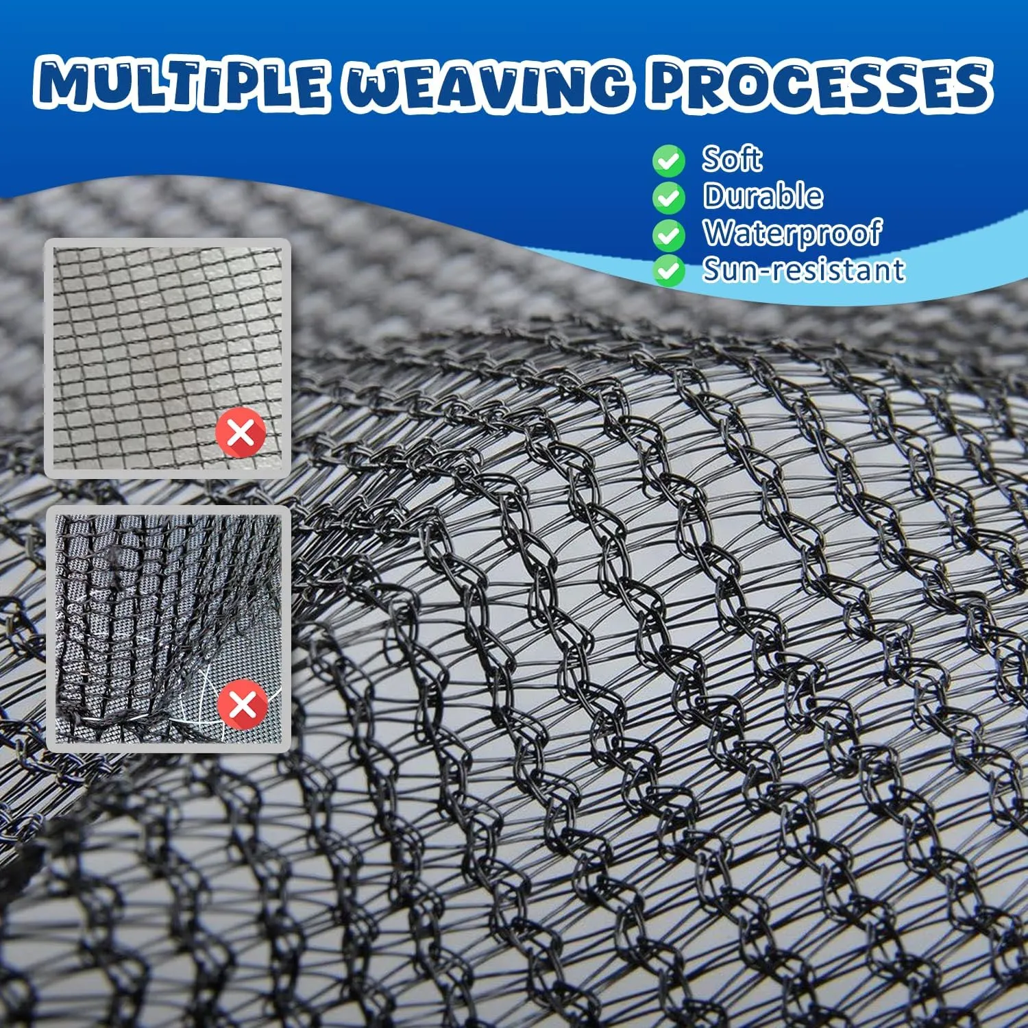 Trampoline Net Replacement 10 FT Trampoline Netting Replacement for 10FT Round Frame Trampolines Enclosure Net 6 Poles 8 Straight Poles Sleeve Trampolines Double-Headed Zipper Protection Buckles