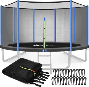 Trampoline Net Replacement 10 FT Trampoline Netting Replacement for 10FT Round Frame Trampolines Enclosure Net 6 Poles 8 Straight Poles Sleeve Trampolines Double-Headed Zipper Protection Buckles
