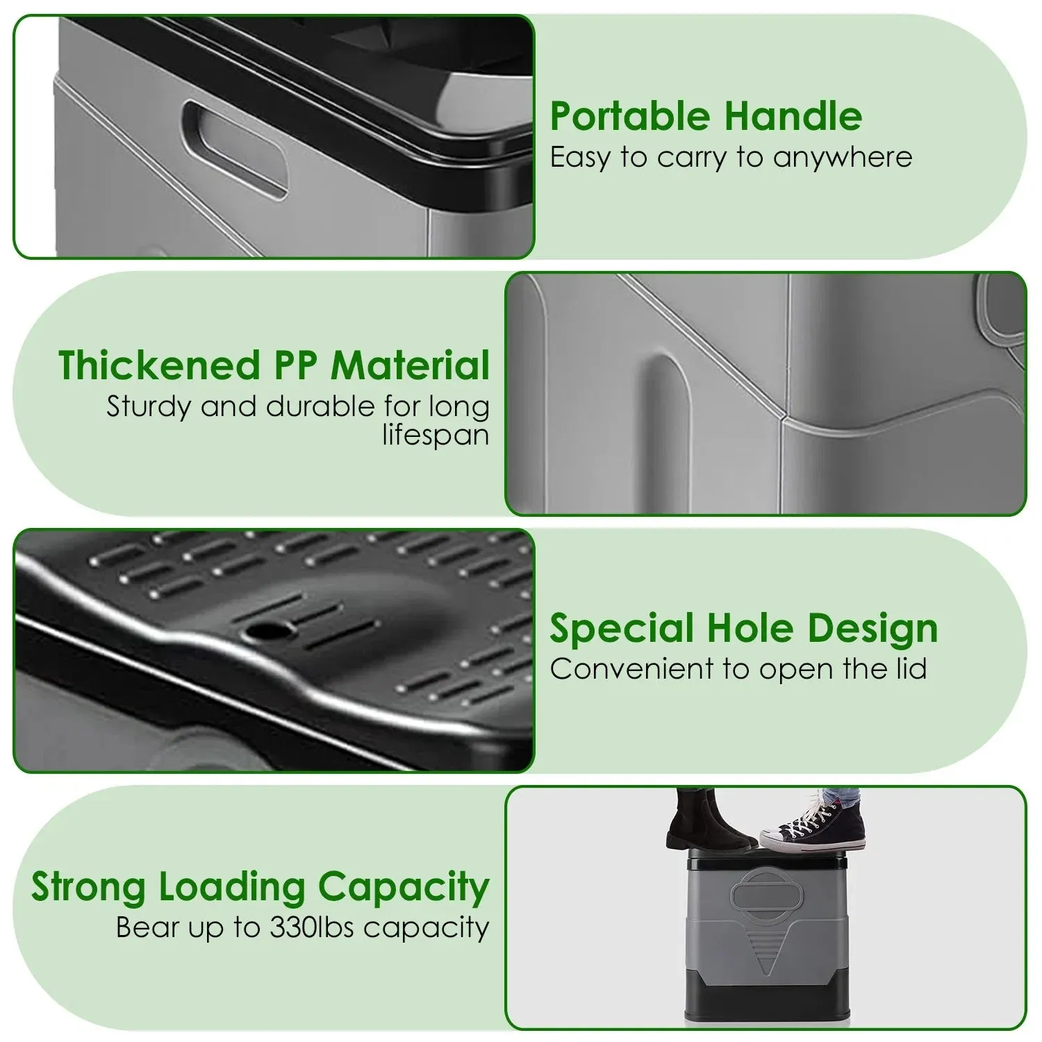 Trash Emergency Lid LunaLulinlk for Boating Toilet Toilet Car with Carry Seamless support Exceptional value Potty Outdoor with Portable Bags Foldable Hiking Bag Travel Camping