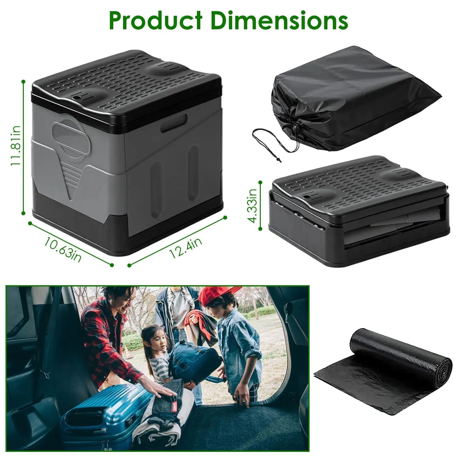 Trash Emergency Lid LunaLulinlk for Boating Toilet Toilet Car with Carry Seamless support Exceptional value Potty Outdoor with Portable Bags Foldable Hiking Bag Travel Camping