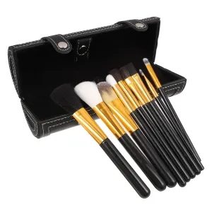 Travel Portable Makeup Brush Holder Organizer with Button Closure Leather Cosmetic Brush Case Lipsticks and Eyeliners Friends