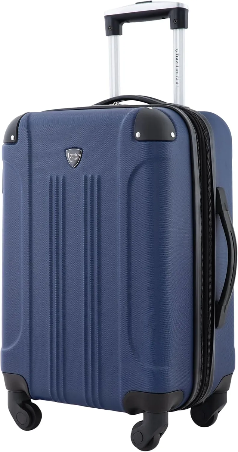 Travelers Club Chicago Hardside Expandable Spinner Luggage, Navy Blue, 20" Carry-On