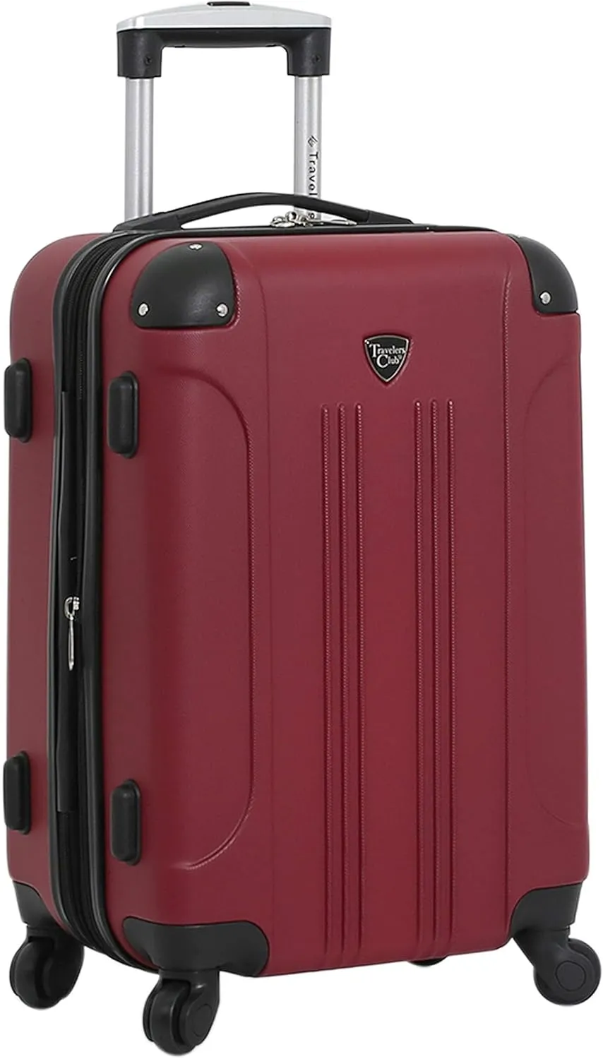 Travelers Club Chicago Hardside Expandable Spinner Luggage, Rhubarb, 20" Carry-On