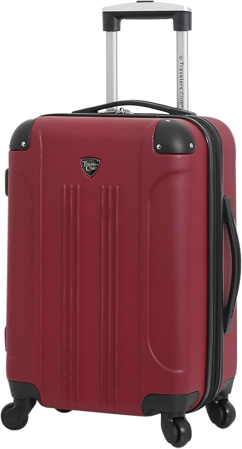 Travelers Club Chicago Hardside Expandable Spinner Luggage, Rhubarb, 20" Carry-On