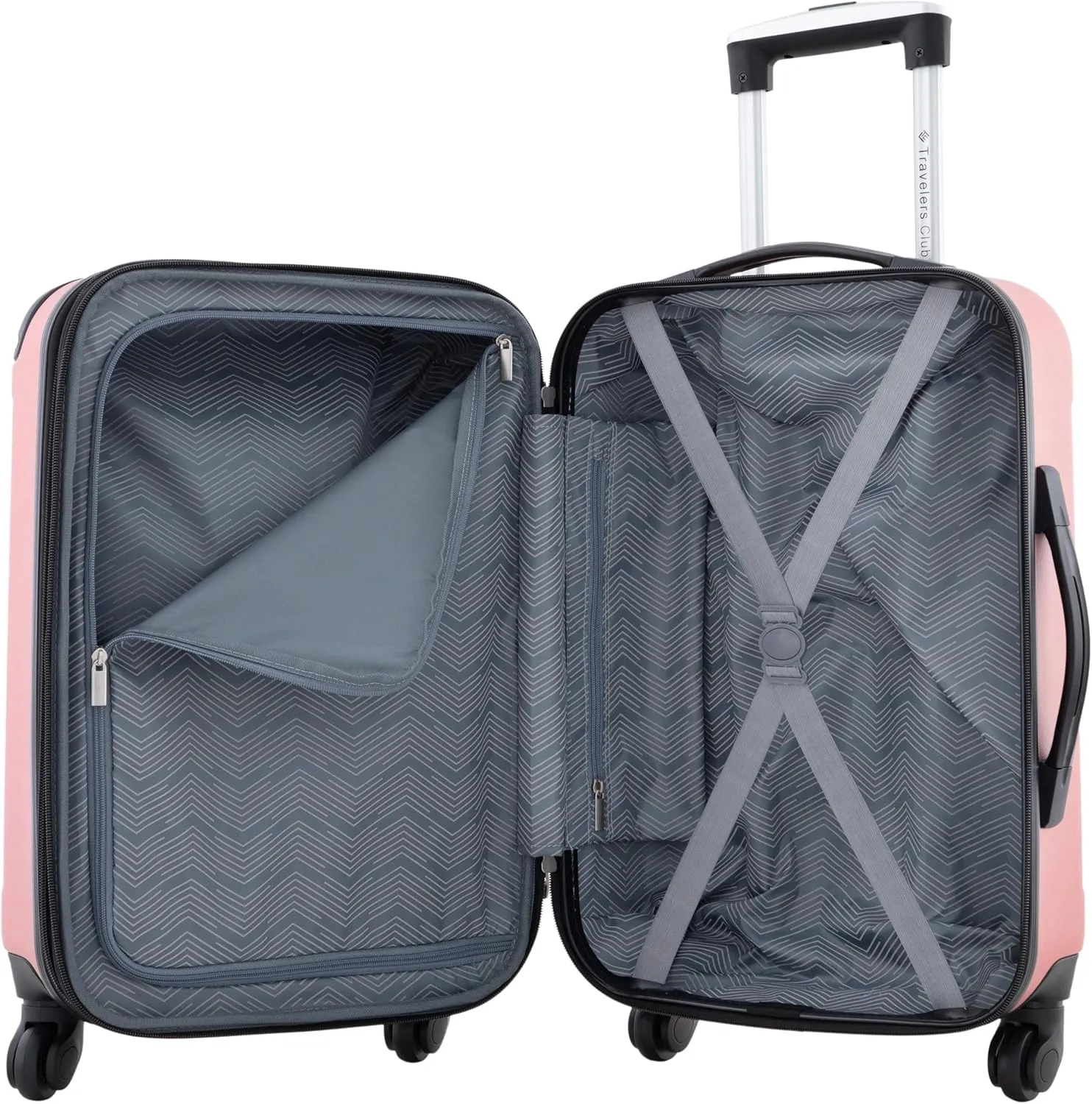 Travelers Club Chicago Hardside Expandable Spinner Luggage, Rose Gold, 20" Carry-On