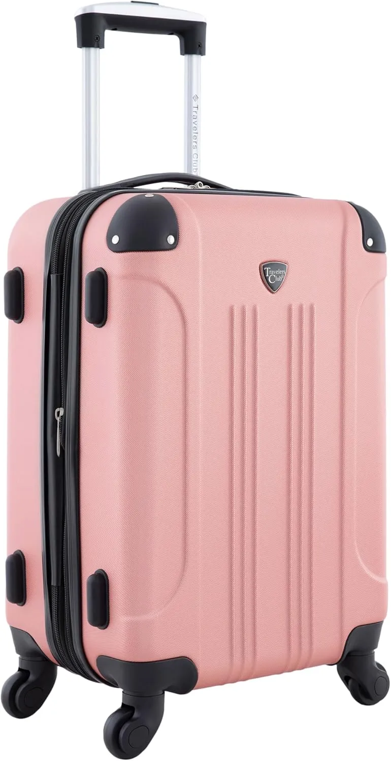 Travelers Club Chicago Hardside Expandable Spinner Luggage, Rose Gold, 20" Carry-On