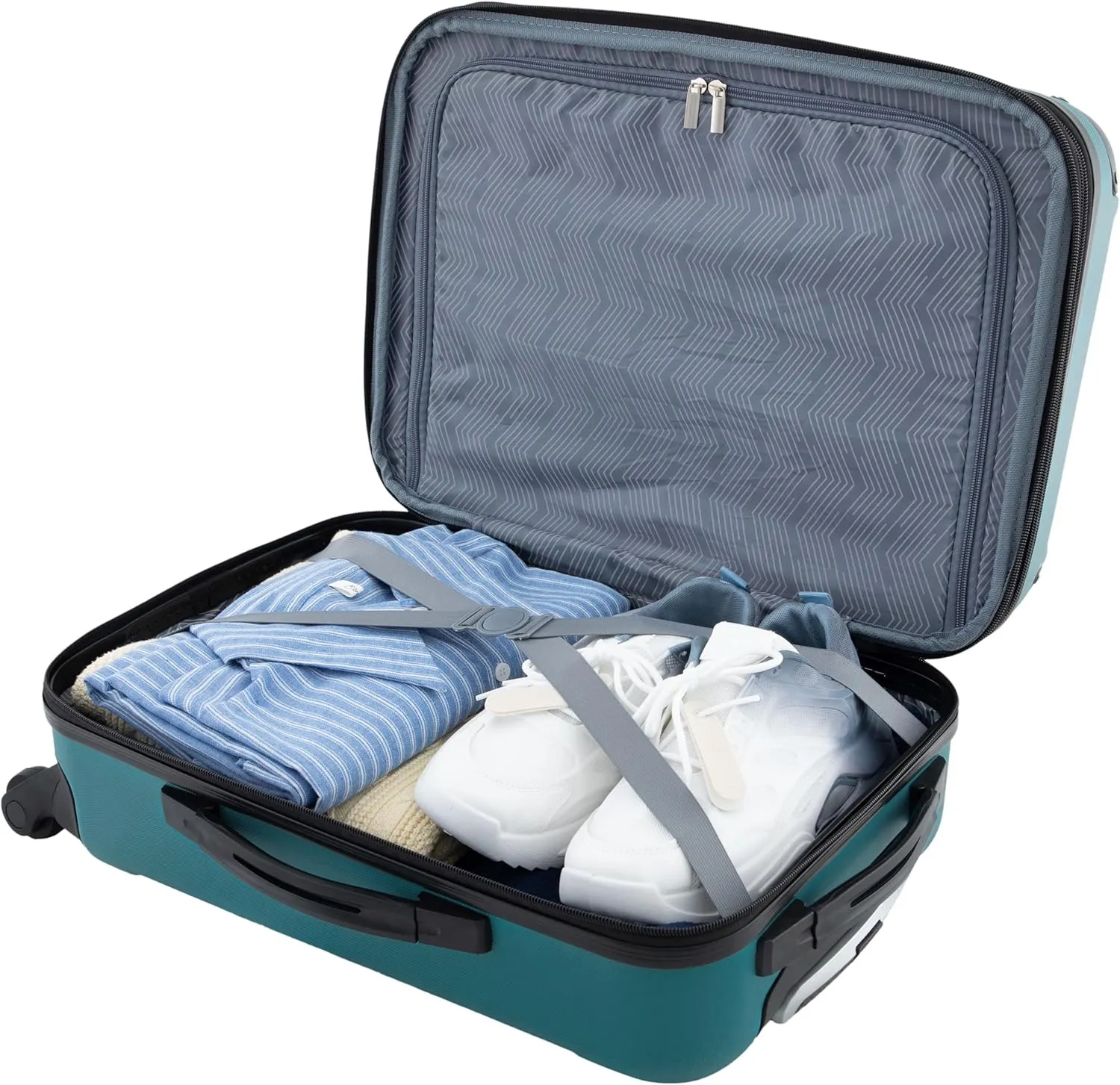Travelers Club Chicago Hardside Expandable Spinner Luggage, Teal, 20" Carry-On