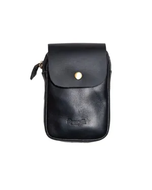 Trip Machine Company Genuine Leather Motorcycle Utility Pouch Bag With Belt Loop - Small Organizer for Keys, Wallet, Tools (Black)