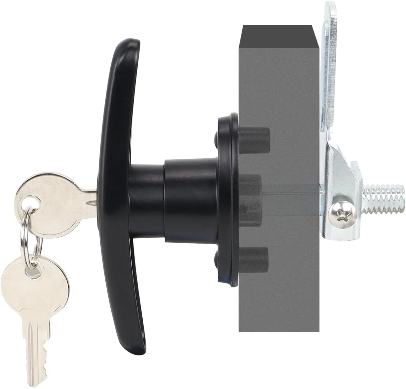 Truck Cap Locking T-Handle, Matching Set T-Handles Lock, Truck Cap Topper Camper Shell Locking T-Handle, Keyed Alike Black T-Handle Lock kit (Left&Right)-Complete Set (2 Locks)