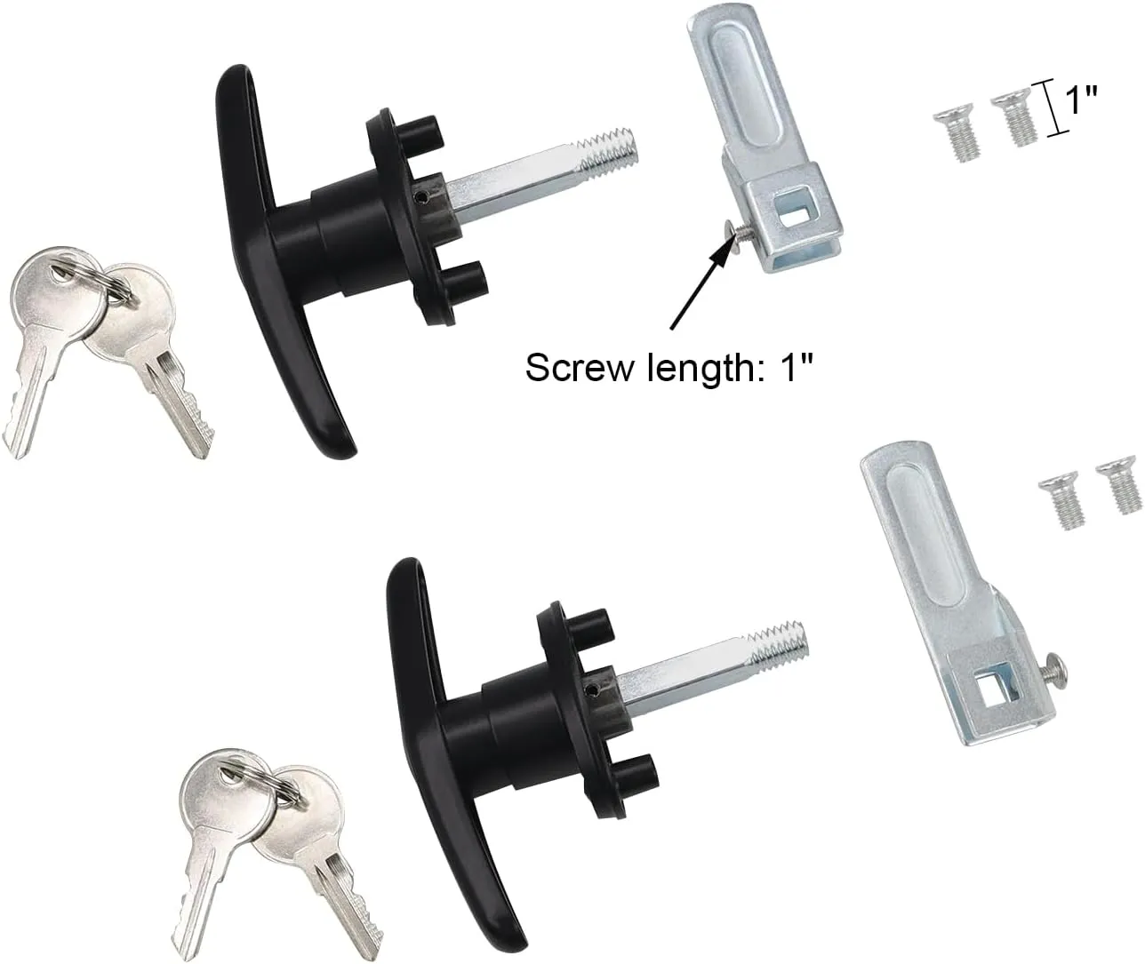 Truck Cap Locking T-Handle, Matching Set T-Handles Lock, Truck Cap Topper Camper Shell Locking T-Handle, Keyed Alike Black T-Handle Lock kit (Left&Right)-Complete Set (2 Locks)