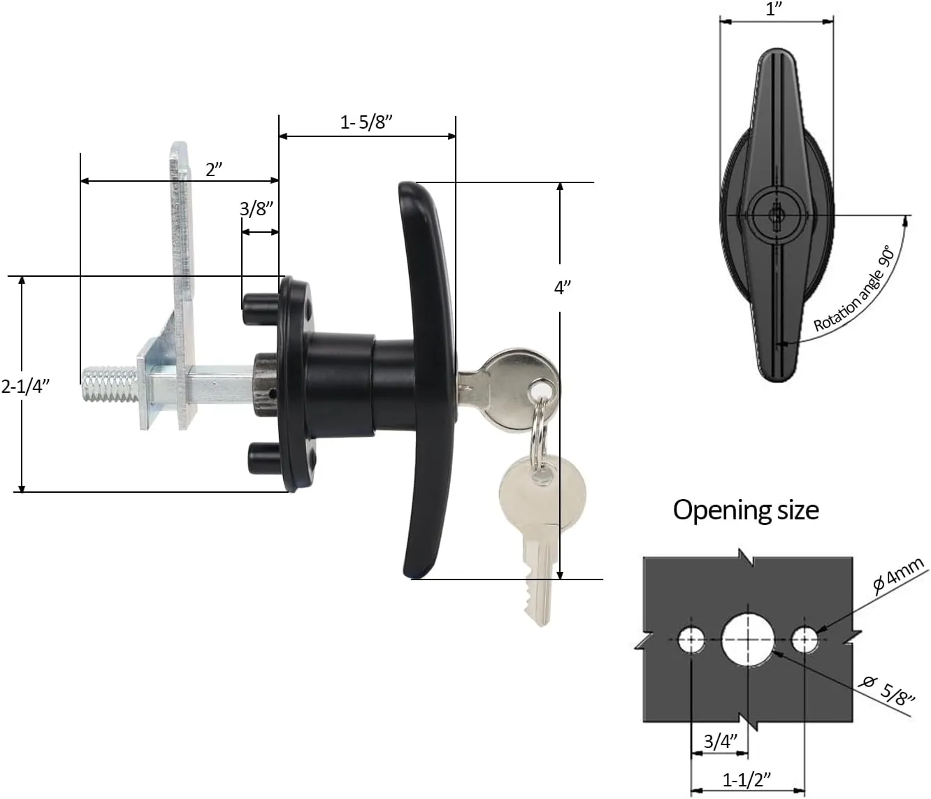 Truck Cap Locking T-Handle, Matching Set T-Handles Lock, Truck Cap Topper Camper Shell Locking T-Handle, Keyed Alike Black T-Handle Lock kit (Left&Right)-Complete Set (2 Locks)
