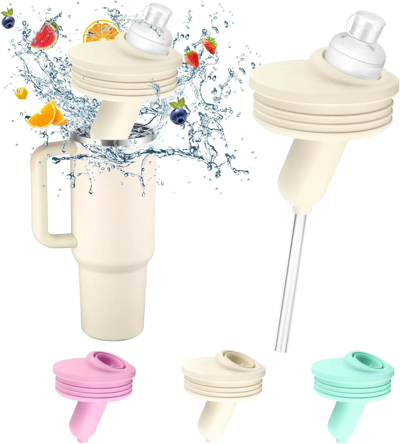 Tumbler Adapter for Stanley to Cirkul | Leak-Proof Silicone, Food-Grade Material, Compatible with 40oz & 64oz Stanley Quencher H2.0 FlowState Tumblers and Cirkul Flavor Cartridges (White) (White)
