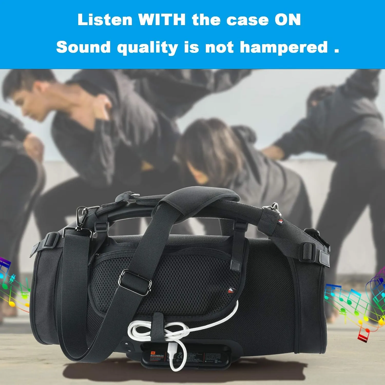 TXEsign Travel Carrying Strap for JBL Boombox/Boombox 2 Waterproof Portable Speaker, Shoulder Strap with Two Side Covers Travel Carrying Pouch for JBL Boombox (Black)