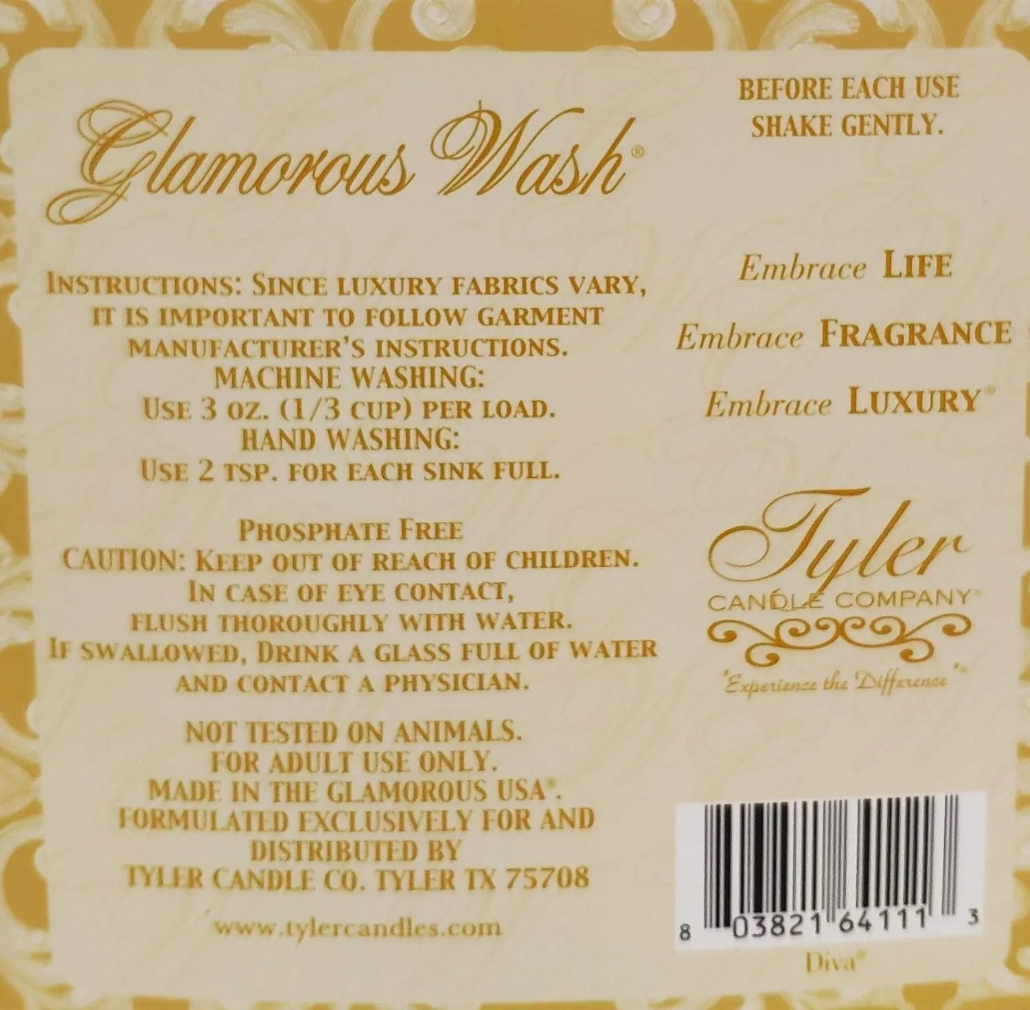 Tyler Candle Glamorous Wash High Maintenance Half Gallon (64 OZ) Laundry Detergent with Glamorous Sachet Single Pouch