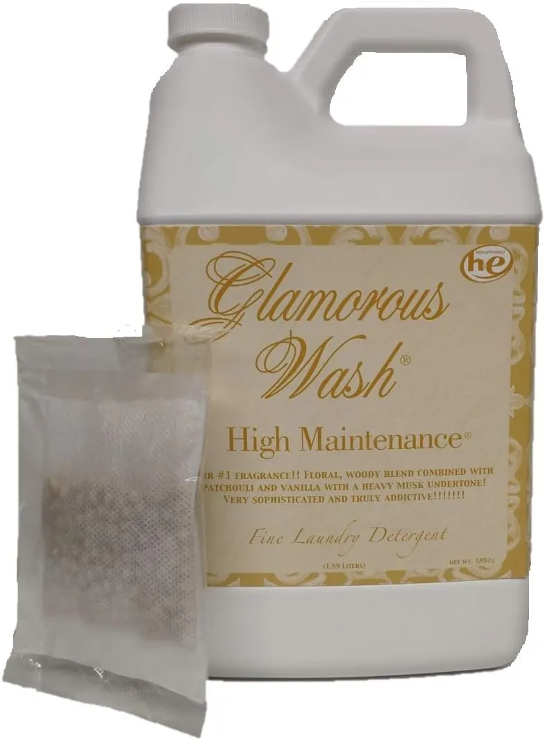 Tyler Candle Glamorous Wash High Maintenance Half Gallon (64 OZ) Laundry Detergent with Glamorous Sachet Single Pouch
