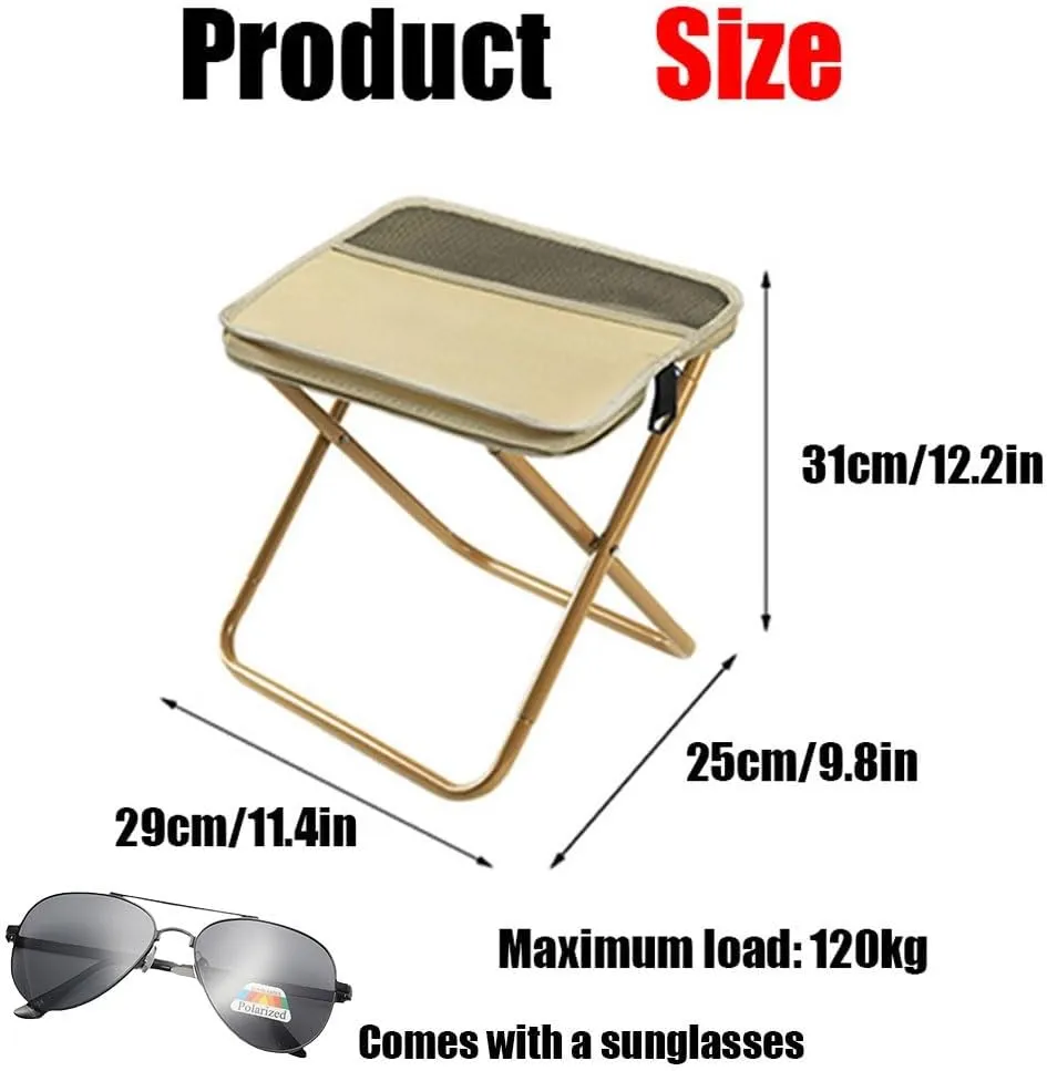 Ultra Lightweight Camping Stool,Mountaineering and Hiking Portable Stool,350lbs Heavy Duty Folding Stools Folding,Fishing Ultra-Light,Pocket Chair for Hiking,Pocket Handbag Stools(Khaki)