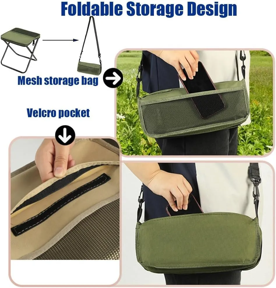 Ultra Lightweight Camping Stool,Mountaineering and Hiking Portable Stool,350lbs Heavy Duty Folding Stools Folding,Fishing Ultra-Light,Pocket Chair for Hiking,Pocket Handbag Stools(Khaki)