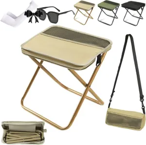Ultra Lightweight Camping Stool,Mountaineering and Hiking Portable Stool,350lbs Heavy Duty Folding Stools Folding,Fishing Ultra-Light,Pocket Chair for Hiking,Pocket Handbag Stools(Khaki)