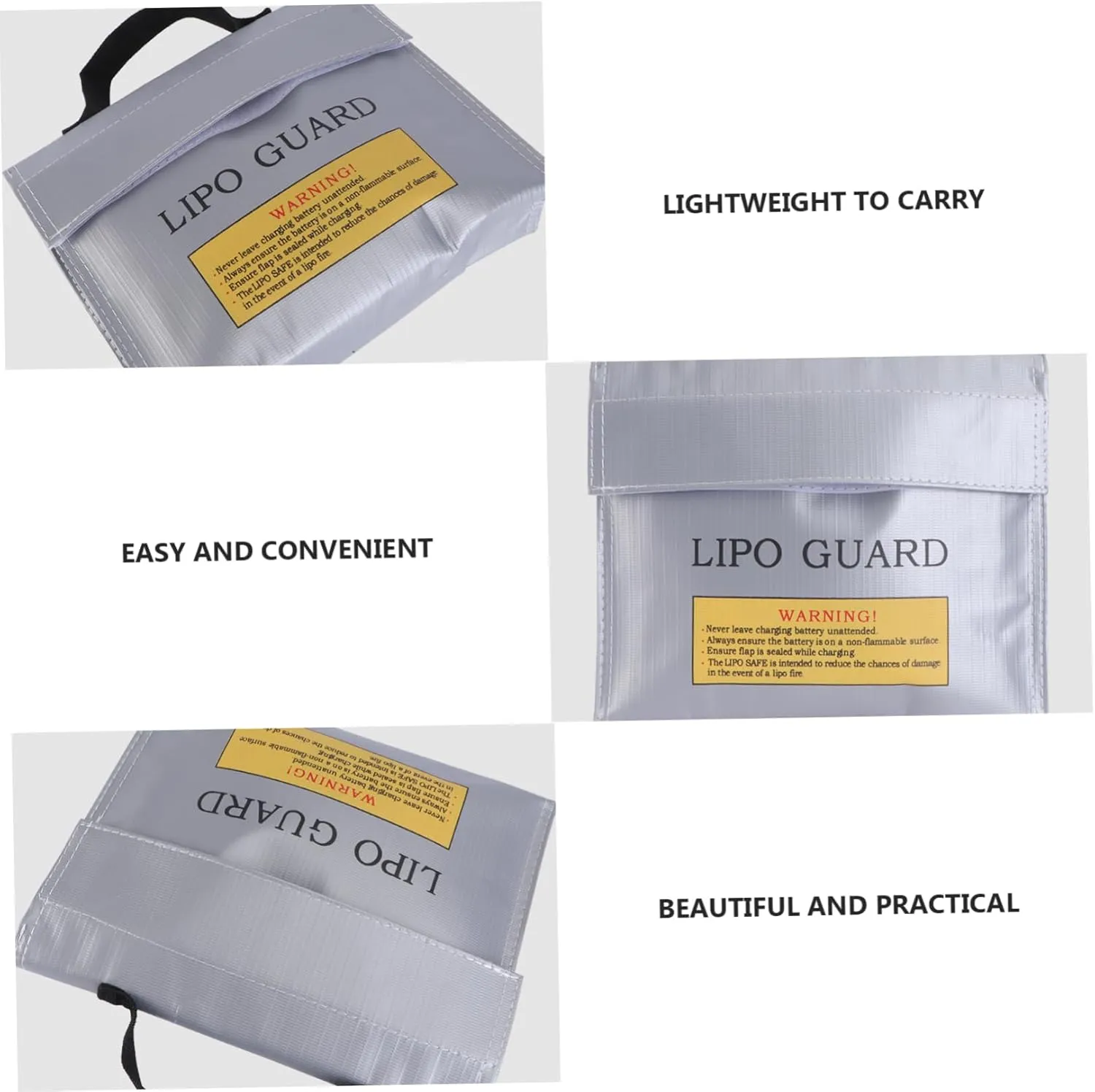 Uonlytech Fireproof Battery Bag Battery Case Explosion-Proof Bag for Rc Models Battery Storage Pouch Silver Color