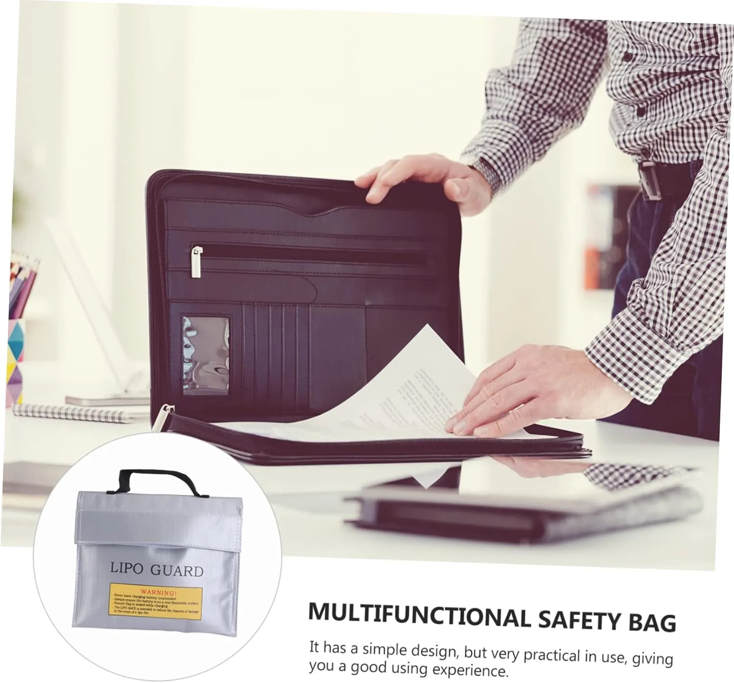 Uonlytech Fireproof Battery Bag Battery Case Explosion-Proof Bag for Rc Models Battery Storage Pouch Silver Color