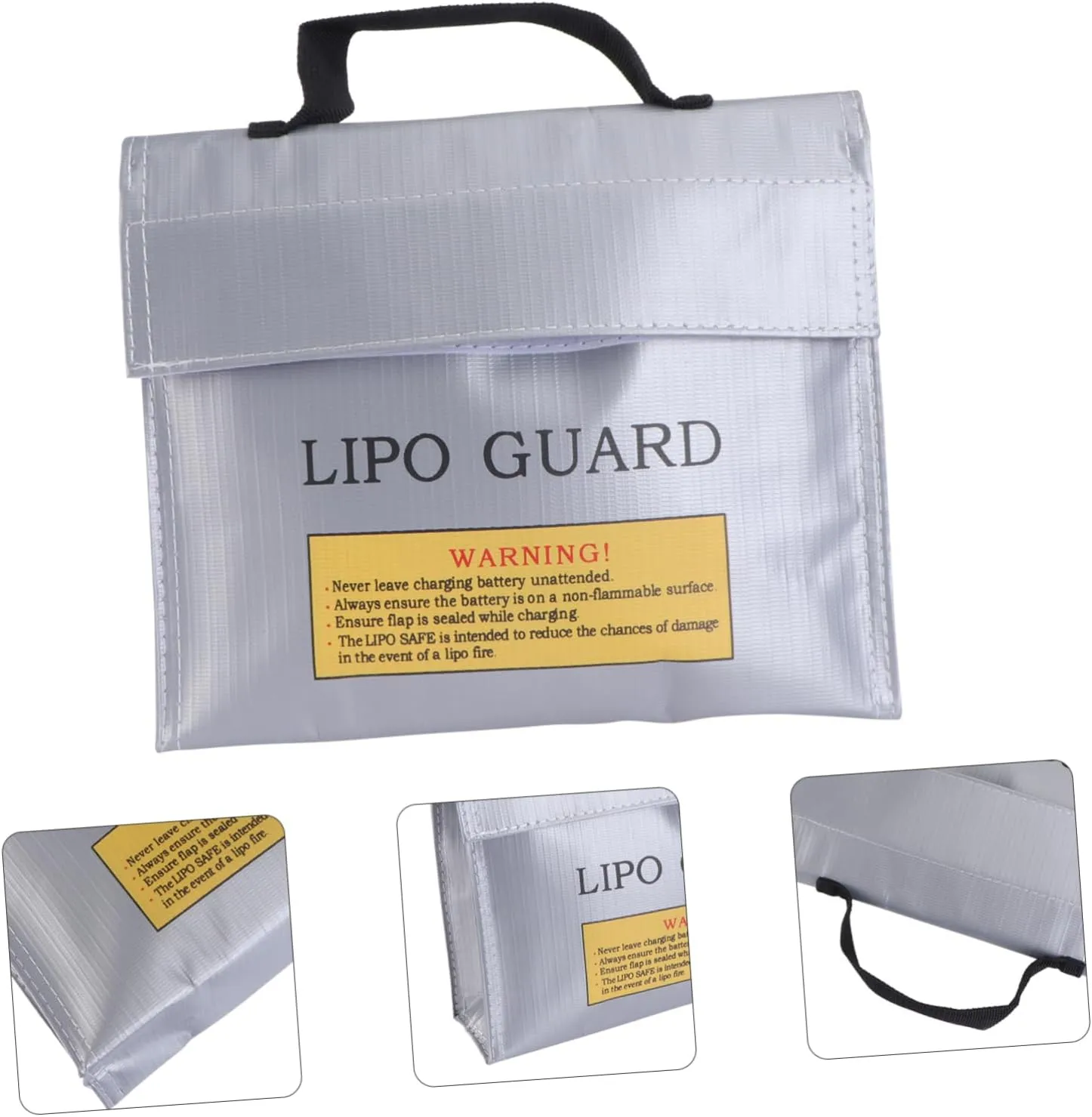 Uonlytech Fireproof Battery Bag Battery Case Explosion-Proof Bag for Rc Models Battery Storage Pouch Silver Color
