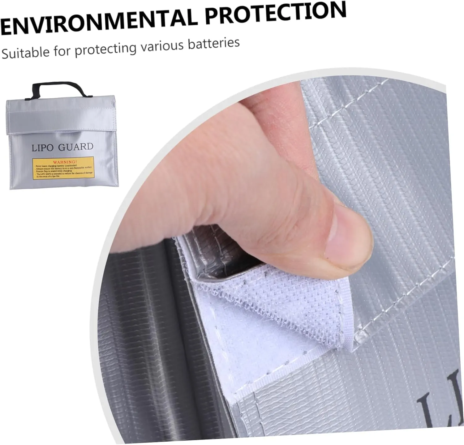 Uonlytech Fireproof Battery Bag Battery Case Explosion-Proof Bag for Rc Models Battery Storage Pouch Silver Color