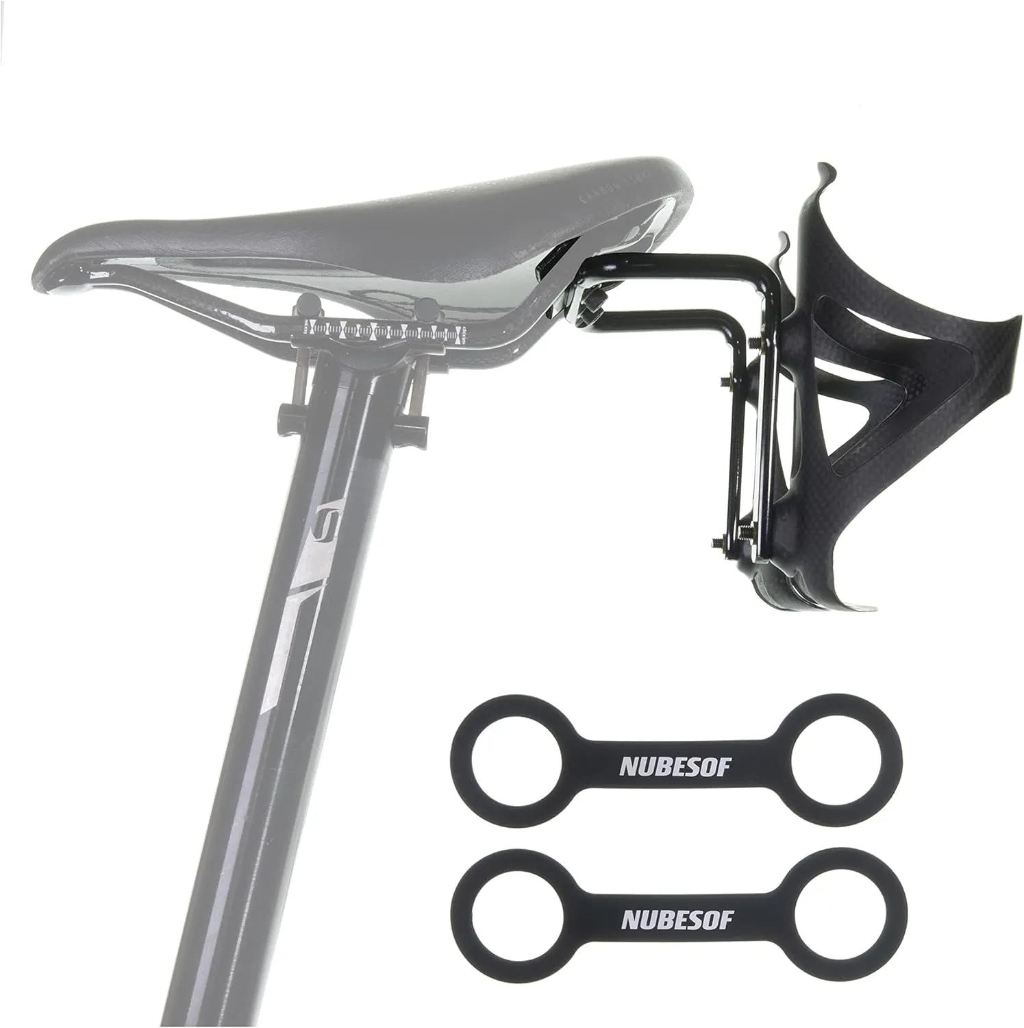 Upgrade Bike Water Bottle Holder, Ultra Light Full Carbon Fiber Bike Water Bottle Cage (2 Pcs) with Cycling Saddle Cage Holder and Water Bottle Carrier Grip,for Road Bike Mountain Bike Accessories