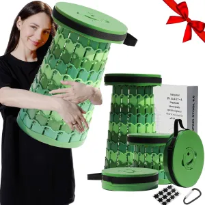 Upgraded 19.7"Portable Collapsible Folding Stool with Cushion Retractable Telescoping Foldable Stool for Adults Heavy Duty Camping Sturdy with Max Load Capacity 1000lbs for Outdoor Fishing Hiking BBQ