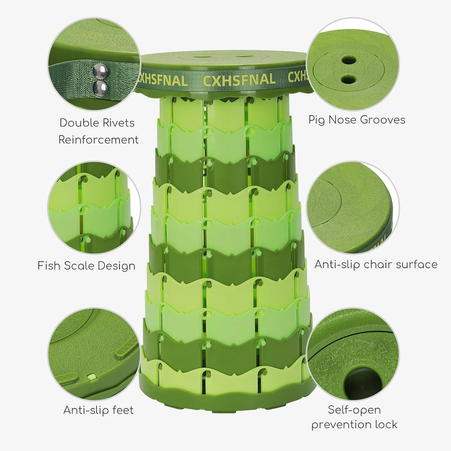 Upgraded Portable Foldable Stool Lightweight but Sturdy Load Capacity 400lbs Small Folding Camp Chairs Height Adjustable for Fishing Hiking Picnic Hunting Party BBQ Indoor(Gradient Green, Single pack)