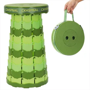Upgraded Portable Foldable Stool Lightweight but Sturdy Load Capacity 400lbs Small Folding Camp Chairs Height Adjustable for Fishing Hiking Picnic Hunting Party BBQ Indoor(Gradient Green, Single pack)