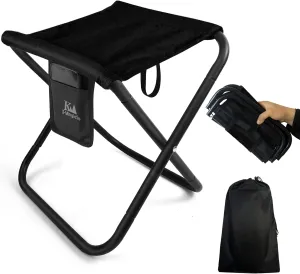 Upgraded Portable Folding Stool, 13 Inch Camping Stool for Adults Fishing Hiking Gardening and Beach with Carry Bag, Hold Up to 450lbs[Black]