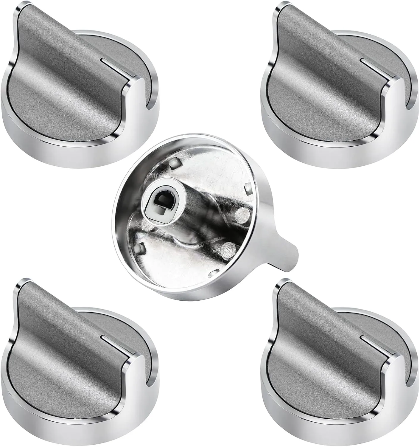 Upgraded Stove Knobs W10594481 Replacements fit for Whirlpool Gas Stove Range Cooktop WCG97US0DS00 WCG97US6DS00 - Stainless Steel Control Knob WPW10594481 3281332 AP6023301 5 Pack