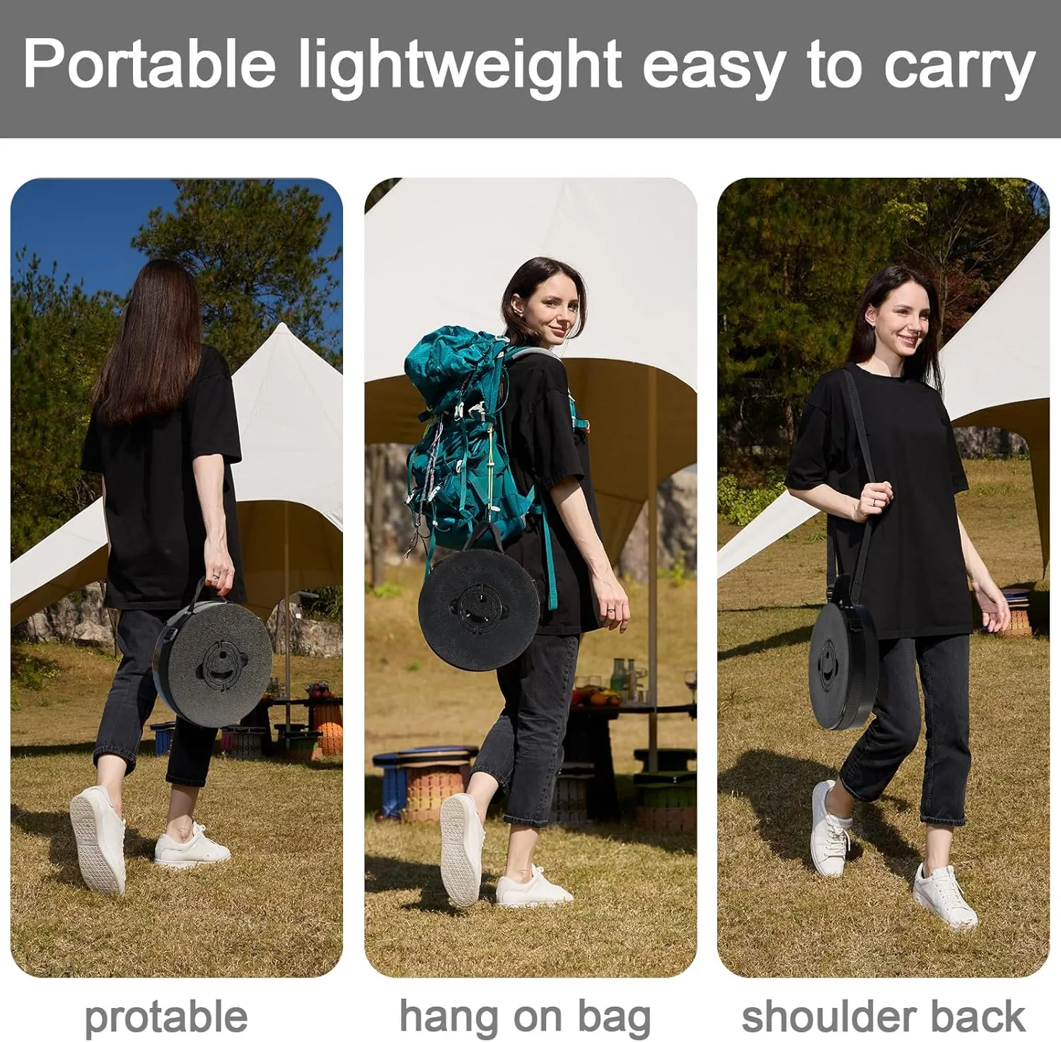 Upgraded XXL Collapsible Stool with Cushion,19.7"H-11.8"D Telescoping Folding Stool for Adults,More Sturdy Portable Camping Stools with Load Capacity 1000lbs for Outdoor,Garden,Fishing,Hiking