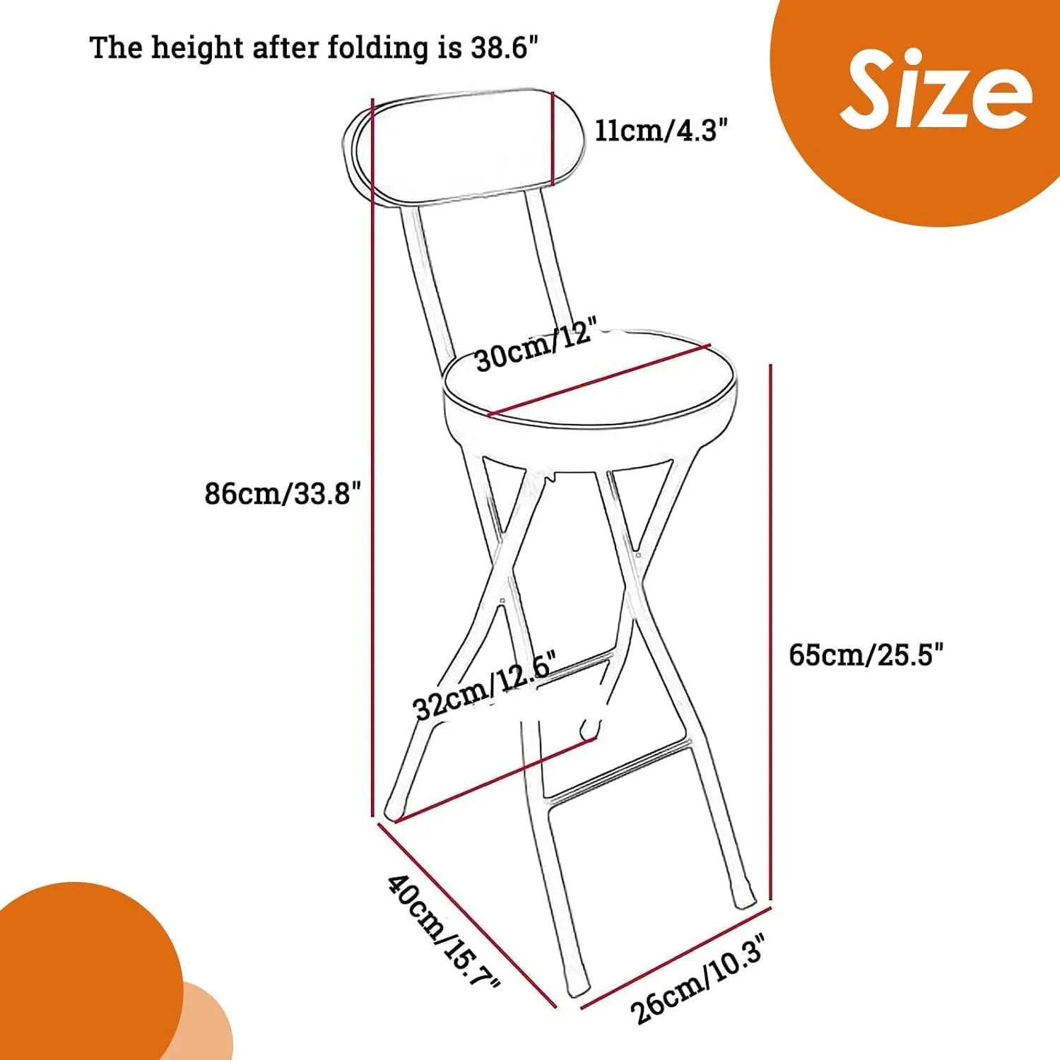 UWEAR Folding Bar Stool with Back,Folding Stools Leather Padded Counter Height Foldable Chairs,Tall Bar Collapsible Stools for Adults Kitchen Island Guitar Shop Cafe (2 PCS White)