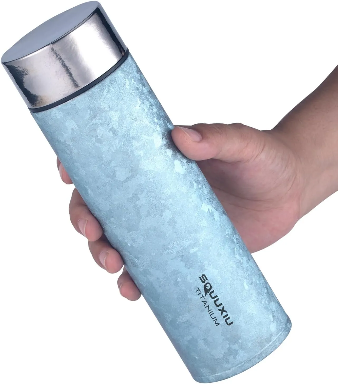 VACUUM FLASK INSULATED WATER BOTTLE WITH TEA FILTER FOR CAMPING HIKING (Glacier Blue)