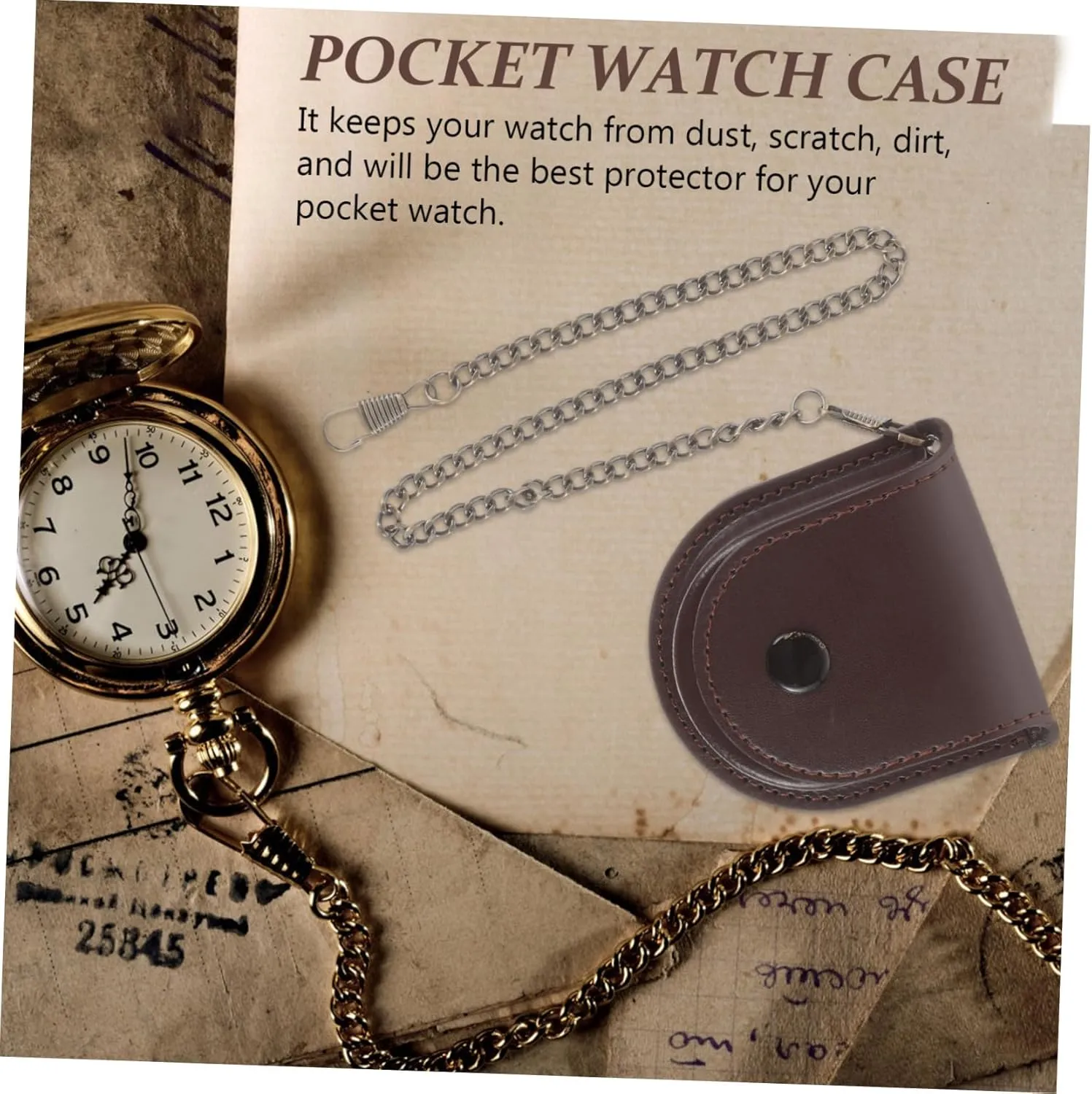VALICLUD 4pcs Vintage Watch Pouch Retro Bag Chain Dad Pocket Watch Case Pu Pouch Bag