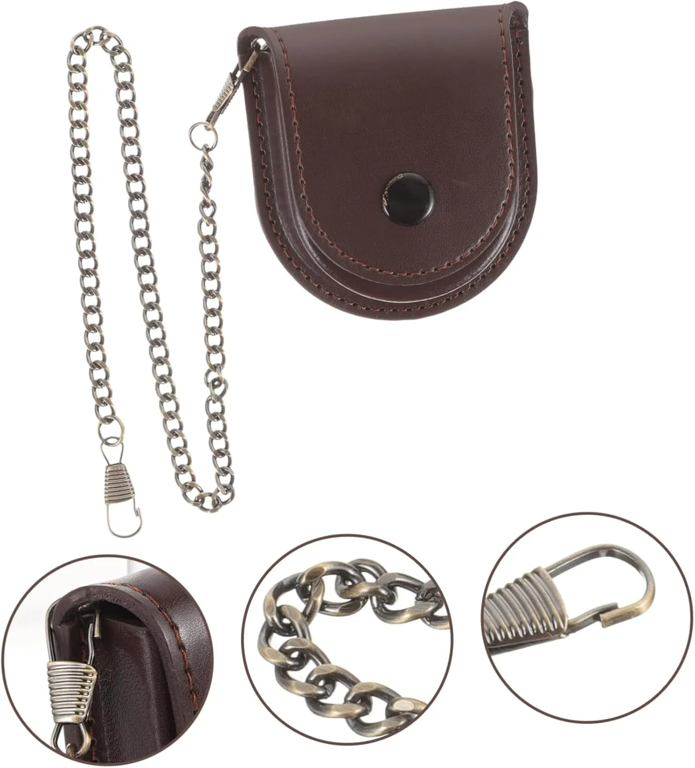 VALICLUD 4pcs Vintage Watch Pouch Retro Bag Chain Dad Pocket Watch Case Pu Pouch Bag