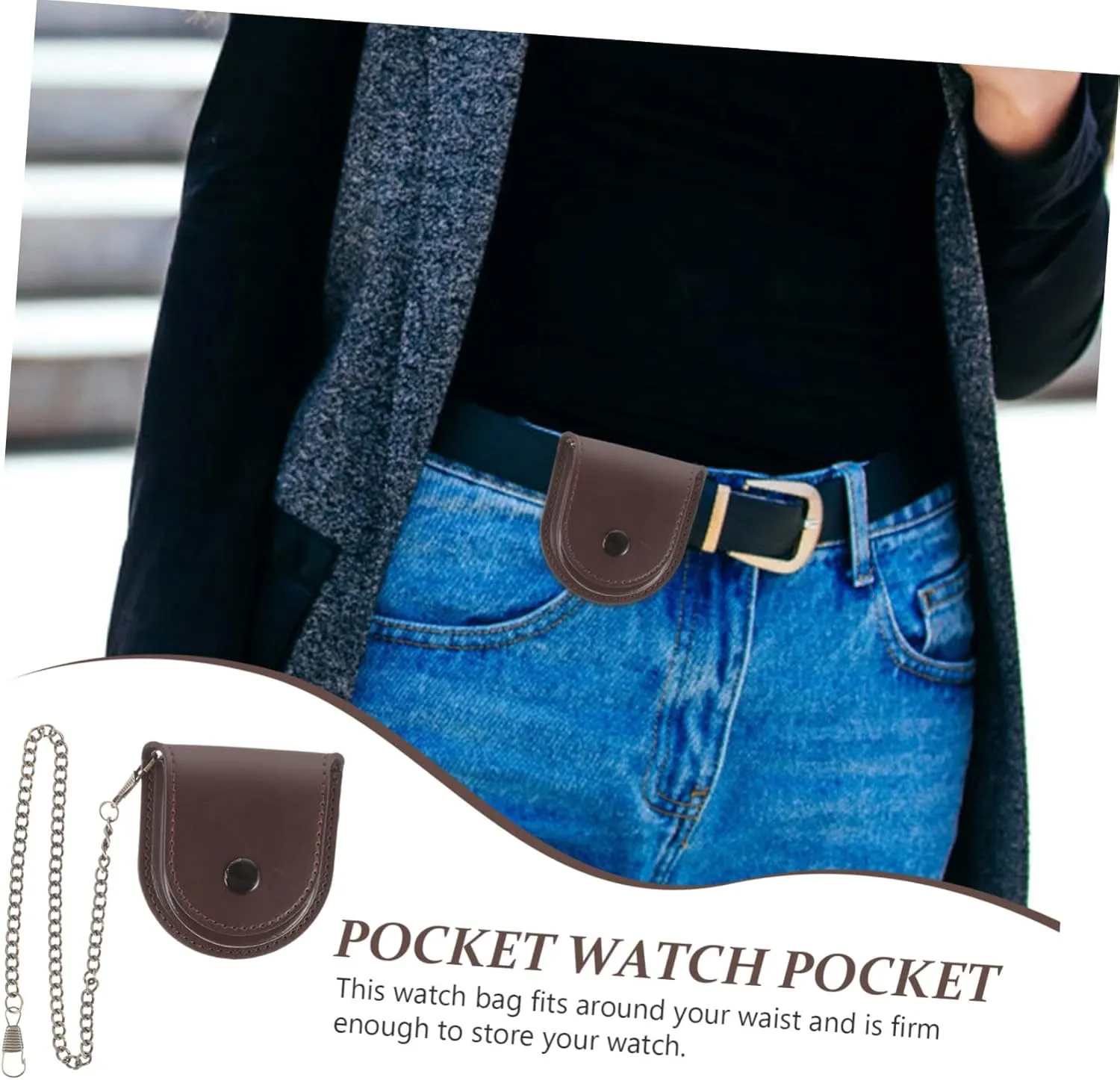 VALICLUD 4pcs Vintage Watch Pouch Retro Bag Chain Dad Pocket Watch Case Pu Pouch Bag