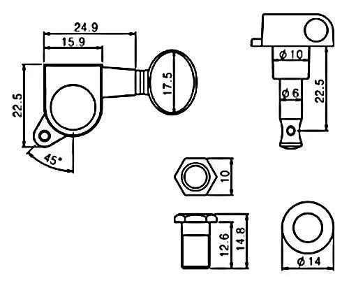 VANSON VN-05 Black (3-a-side) Tuners / Machine Heads for SG, ES, PRS, Schecter, Ibanez
