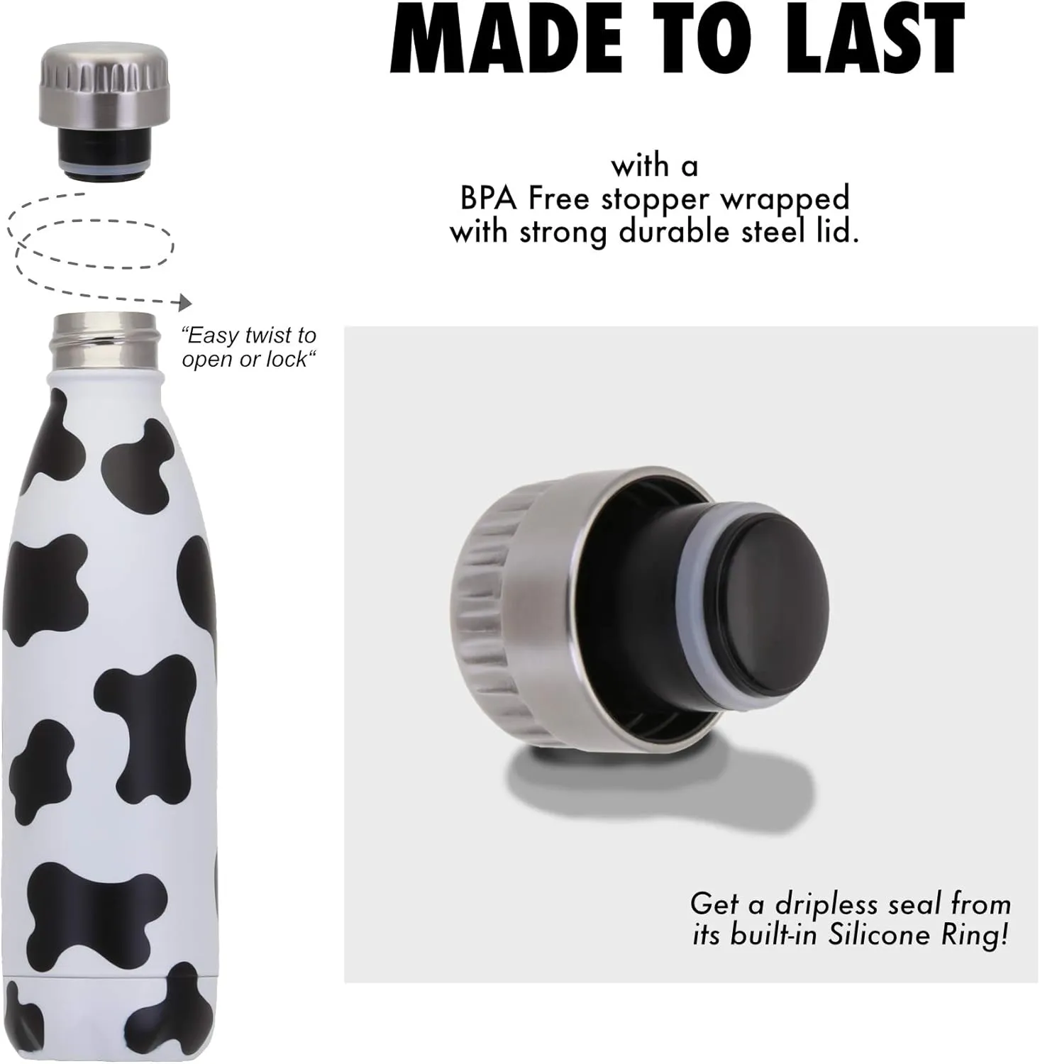 VAST HydraCore Vastigo Sweat-Free Stainless Steel Reusable Water Bottle (17 oz.) Vacuum Insulated Copper Lined Double-Wall | Keeps Liquids Cold for 24 hrs, Hot for 16 hrs