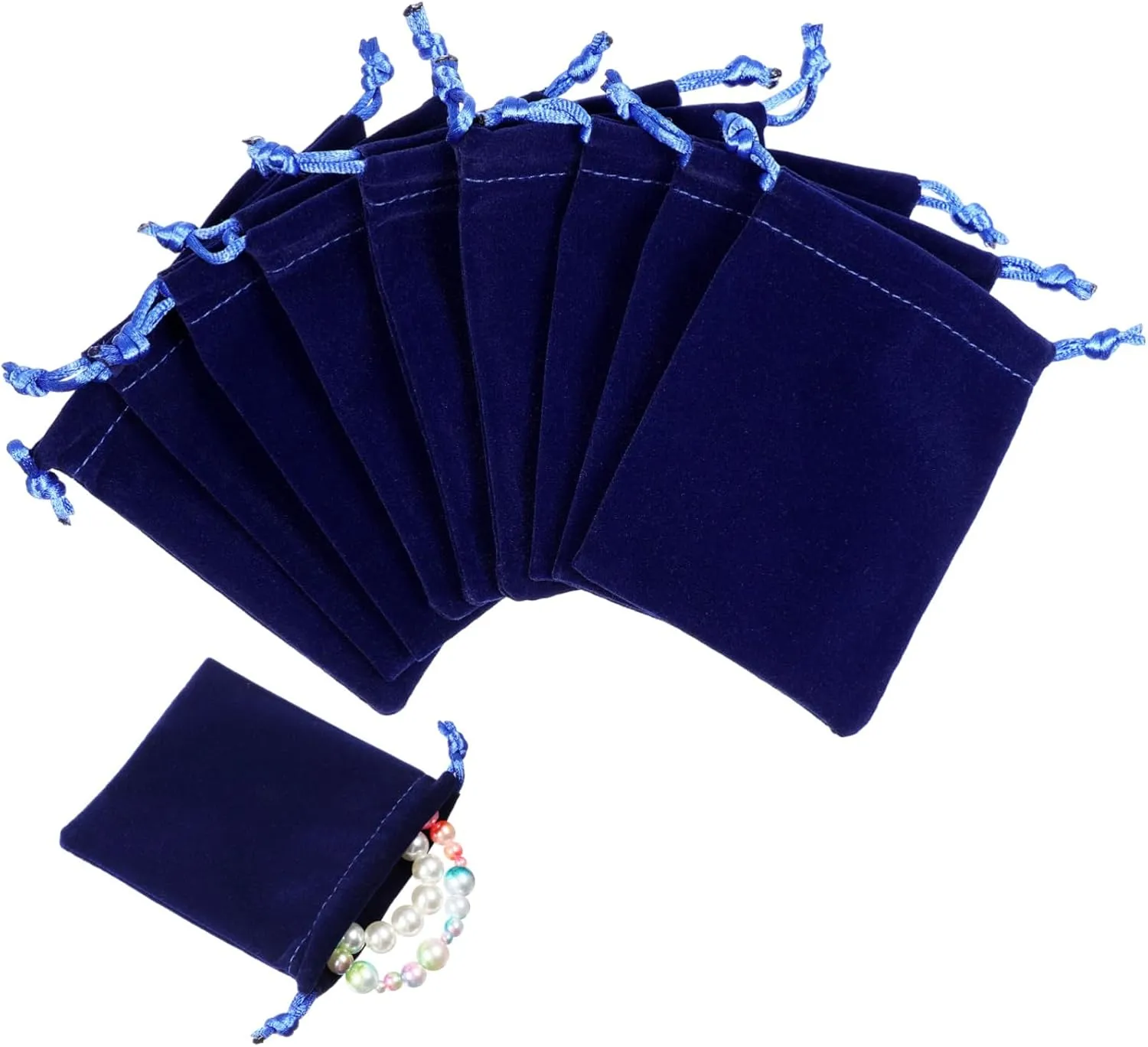 Velvet Jewelry Pouch 8x10cm Drawstring Storage Bag Braided Closure Large Capacity for Watches Chains Bracelets Stones Coins