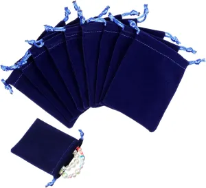 Velvet Jewelry Pouch 8x10cm Drawstring Storage Bag Braided Closure Large Capacity for Watches Chains Bracelets Stones Coins