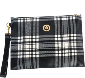 Versace Bag Uomo DP85102DTELE POUCH TESSUTO STAMPATO E VITEL BLACK Size U