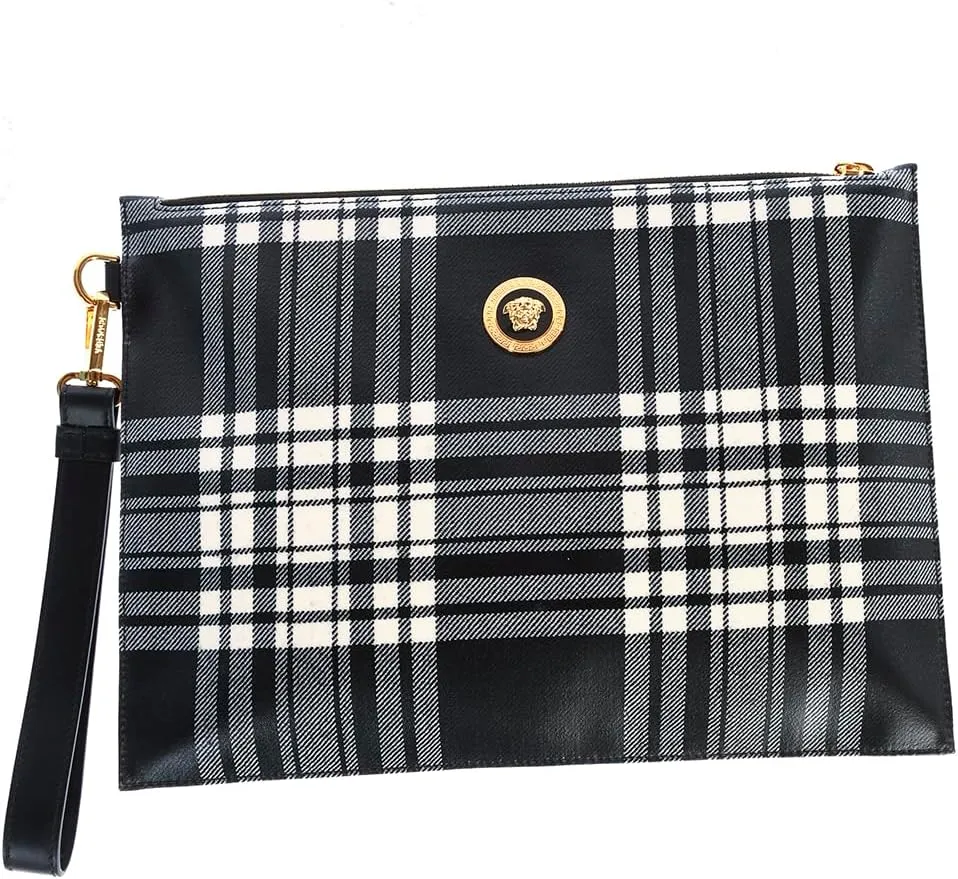 Versace Bag Uomo DP85102DTELE POUCH TESSUTO STAMPATO E VITEL BLACK Size U