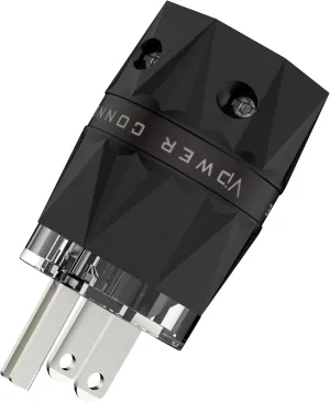 Viborg HiFi Power Connector, Rhodium-Plated Copper, Non-Magnetic, 15A/125V AC Mains Plug, Audio Grade, Set Screws, Hi-End US Power Cord Connector