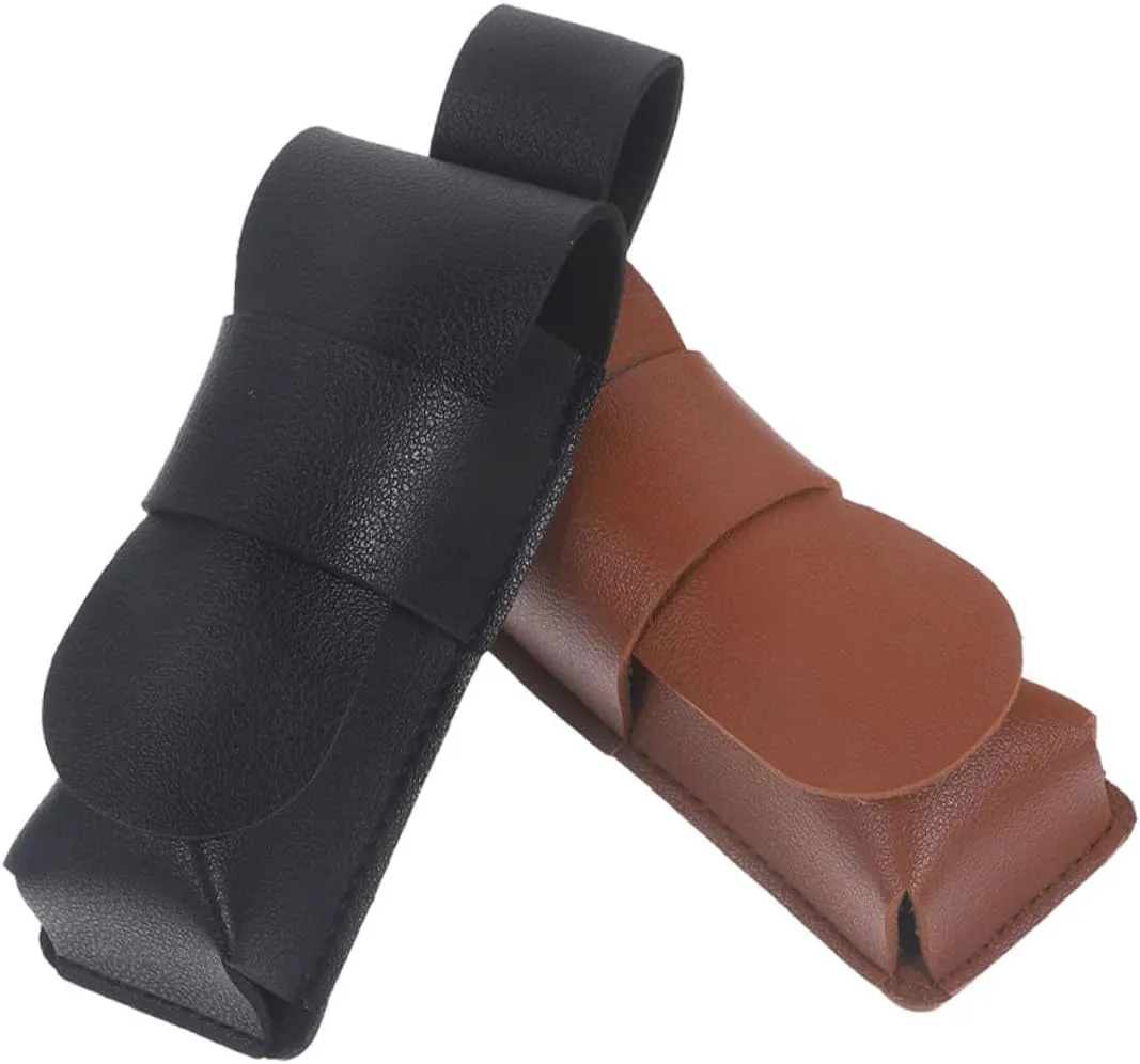 VICASKY Leather Harmonica Bag Travel Harmonica Case Small Instrument Storage Handbag for Guitarist Pouch