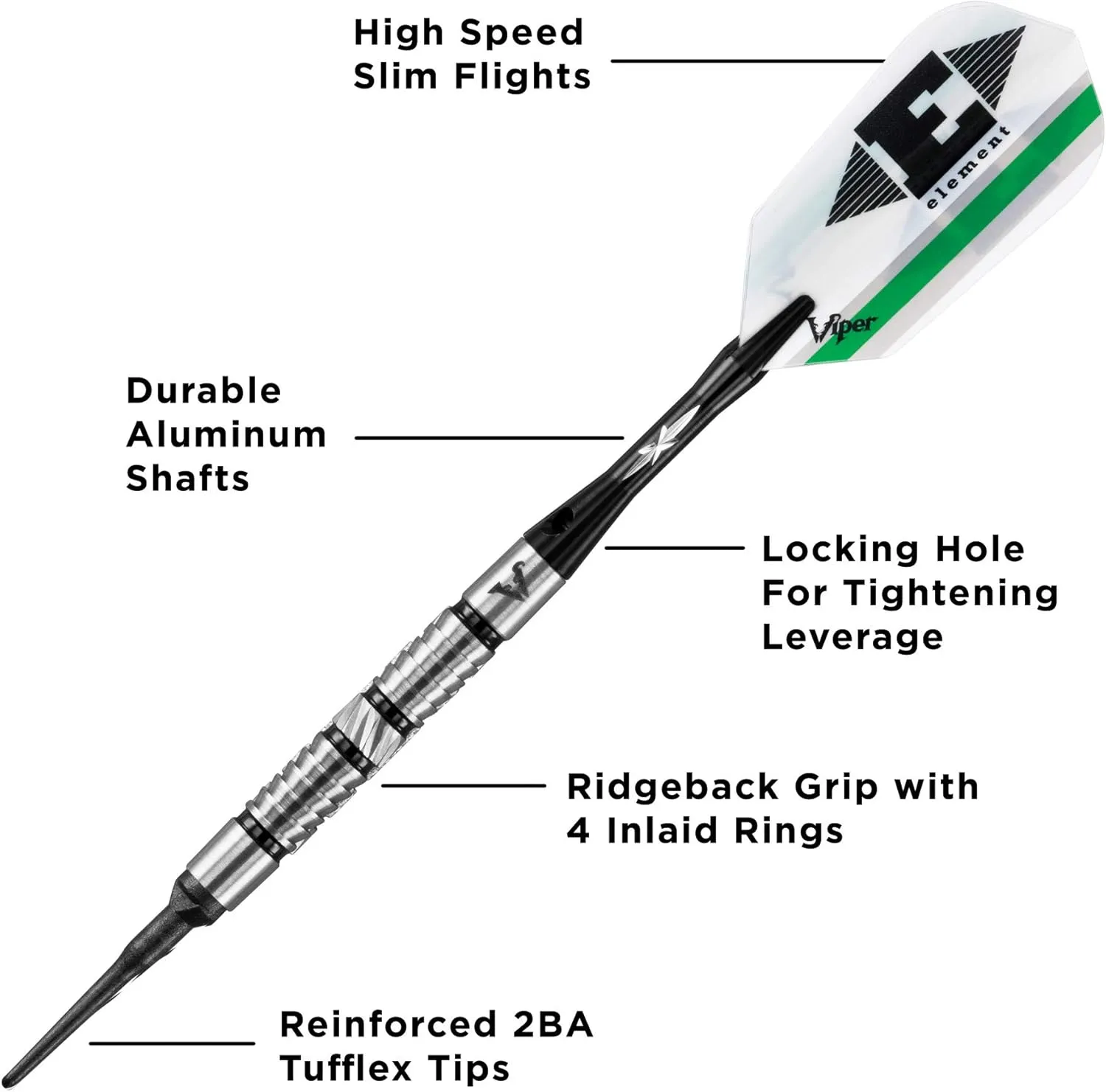 Viper Element 90% Tungsten Soft Tip Darts with Storage/Travel Case, 18 Grams