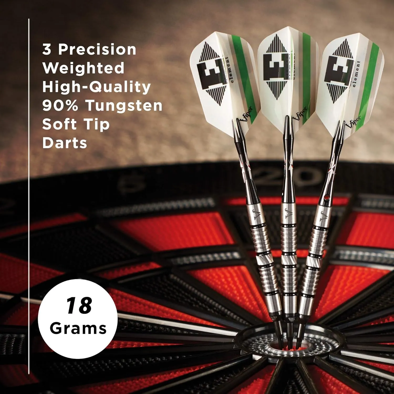 Viper Element 90% Tungsten Soft Tip Darts with Storage/Travel Case, 18 Grams